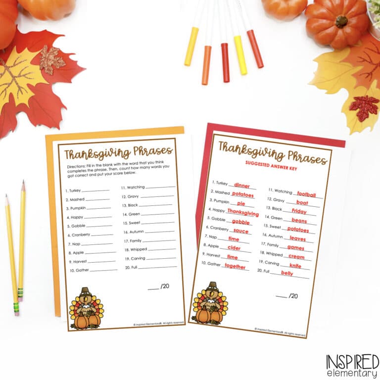 Thanksgiving Phrases Game